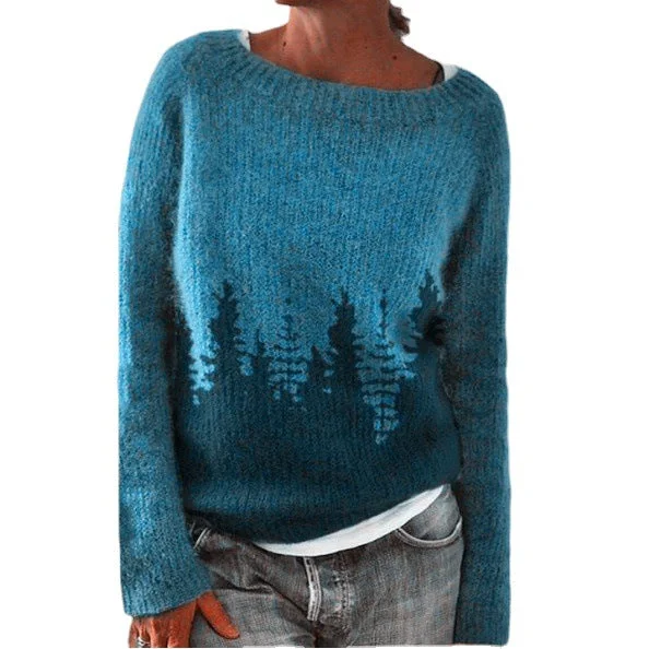 Uveng Round Neck Multicolor Loose Pullover Sweaters