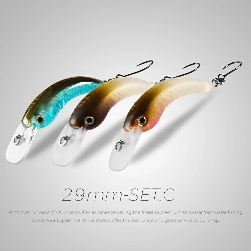 Xaperni 3pcs per set 29mm 42mm  Fishing Lure Trout Mini Crankbait Wobbler Fishing Tackle Minnow Crank Artificial Hard Bait