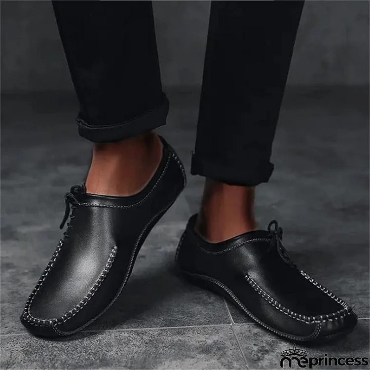 Men's Fashion Wearable Round Toe Lace-up Flats