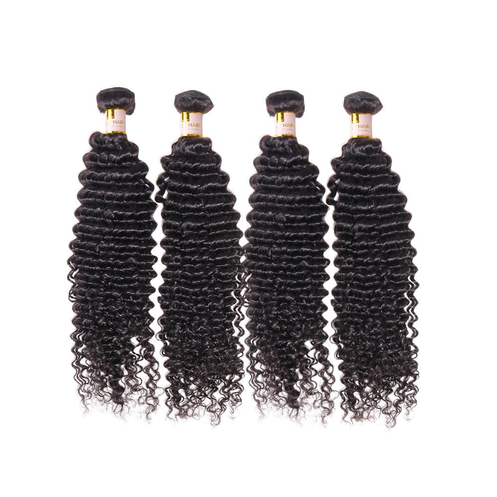 Peruvian Hair Deep Curly 4 Bundles Deep Wave Virgin Hair 100% Unprocessed Human Hair Weave Free Shipping Zaesvini