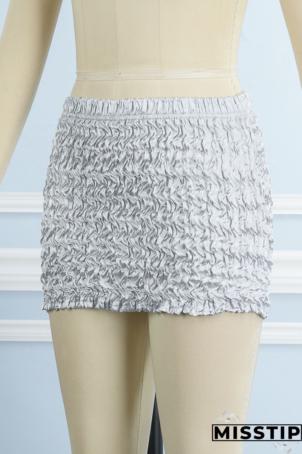 Black Street Solid Patchwork Fold High Waist Pencil Solid Color Bottoms