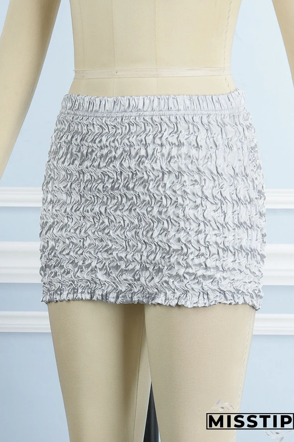 Black Street Solid Patchwork Fold High Waist Pencil Solid Color Bottoms