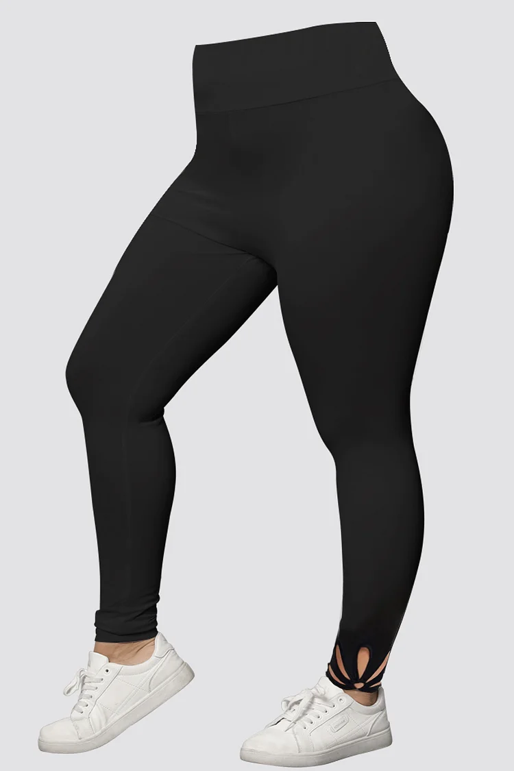 Casual Black Hollow Out Legging  Flycurvy [product_label]