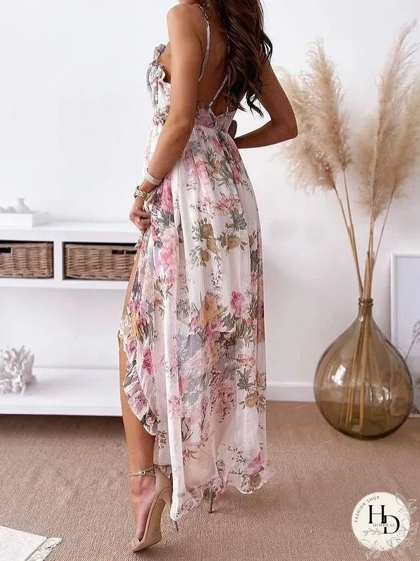 Dresses Bohemian Sling Chiffon Ruffle Dress for Women