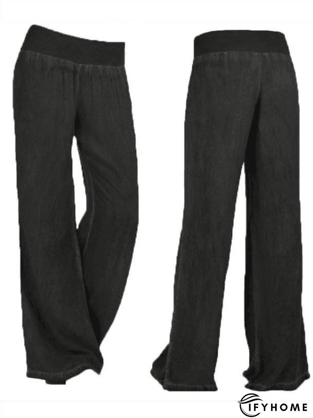 Fashion Solid Color Big Hem Wide Leg Bottom Casual Pants | IFYHOME