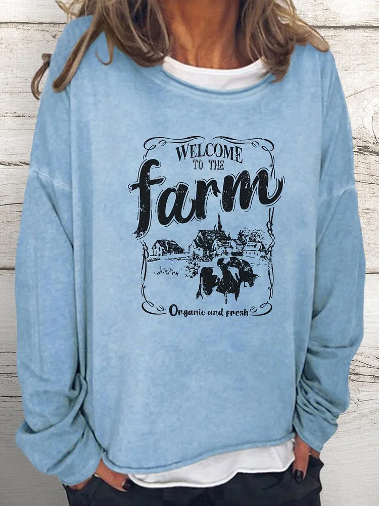 Welcome To The Farm  Women Loose Sweatshirt-0019985