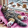 Cats And Birds-11CT Stamped Cross Stitch 40*40cm