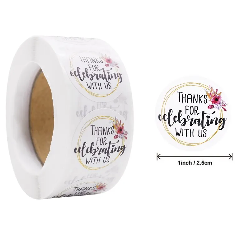 500pcs 1inch Thank You Stickers Round Seal Label Stationery Stickers Wedding Birthday Party Decoration Handmade Christmas Gifts