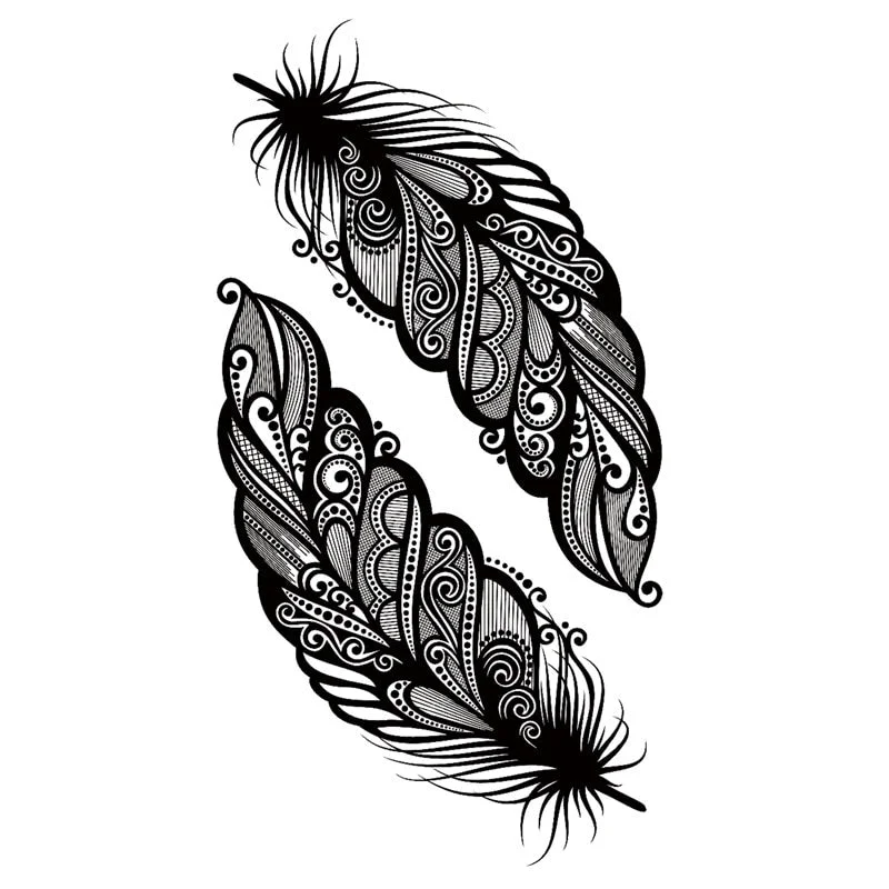 Waterproof Temporary Tattoo Stickers Butterfly Tiger Feather Design Tattoo Children Black Body Art Fake Tattoos for Men Women