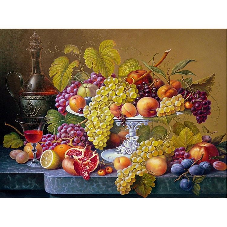 (Multi-Taille) Assiette de Fruits? - Complète Rond / Carré Peinture au Diamant  30*40cm/40*50cm