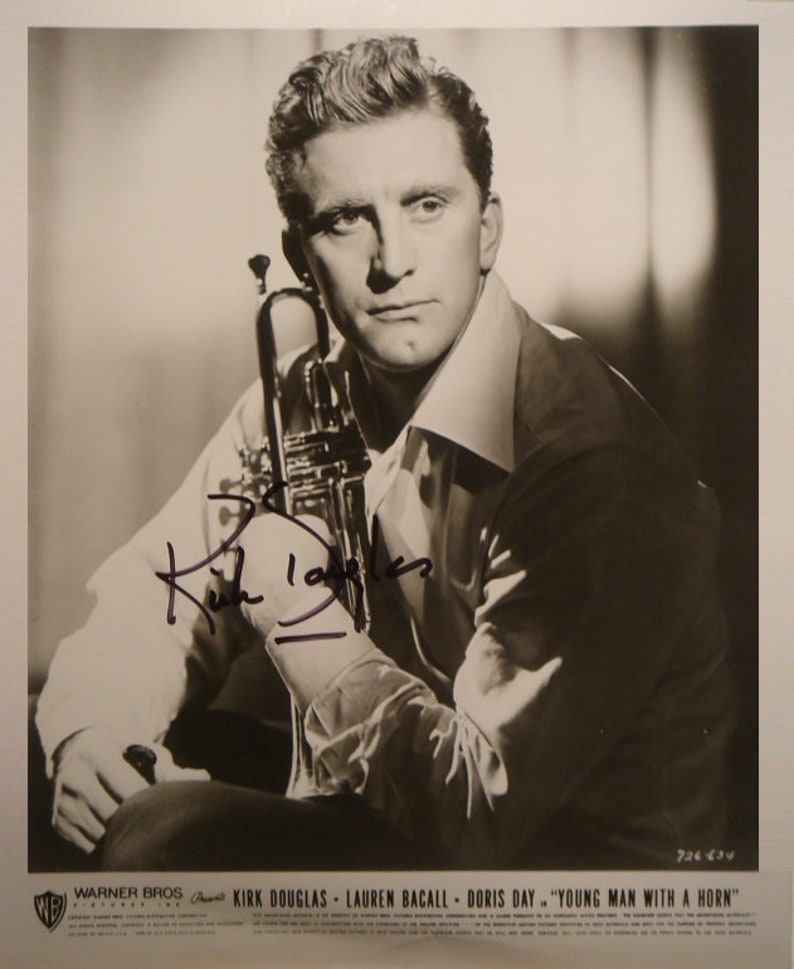 KIRK DOUGLAS SIGNED Photo Poster painting Young Man With A Horn wcoa