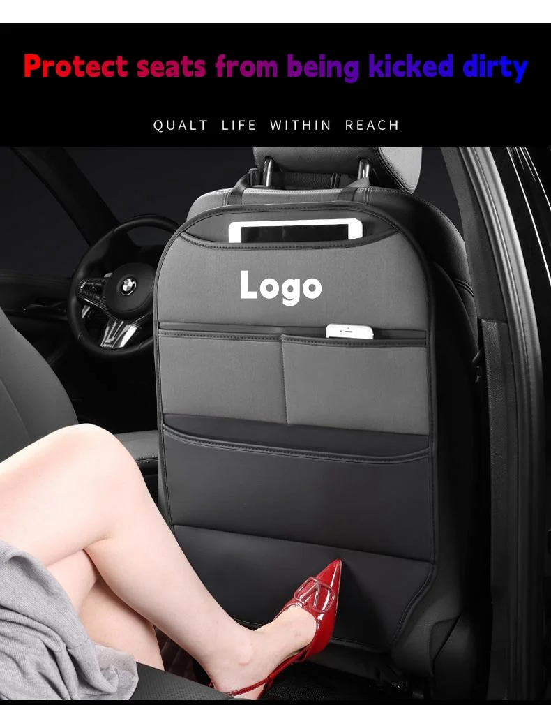 Car seat back multifunctional anti-kick storage bag