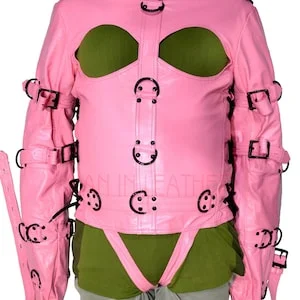 pornhint Pornhint Leather Straitjacket -Sides Crotch Strap /Restraining Bondage / BDSM / Open Chest/ Fetish / ABDL / women /Locking Buckles, gift for her