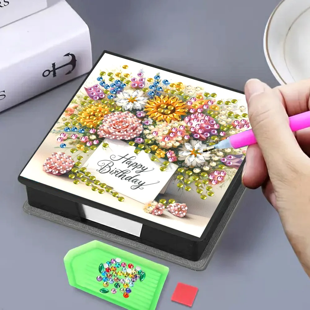 DIY Flower Diamond Painting Memo Pad Holder Mosaic Kit for DIY Art Craft