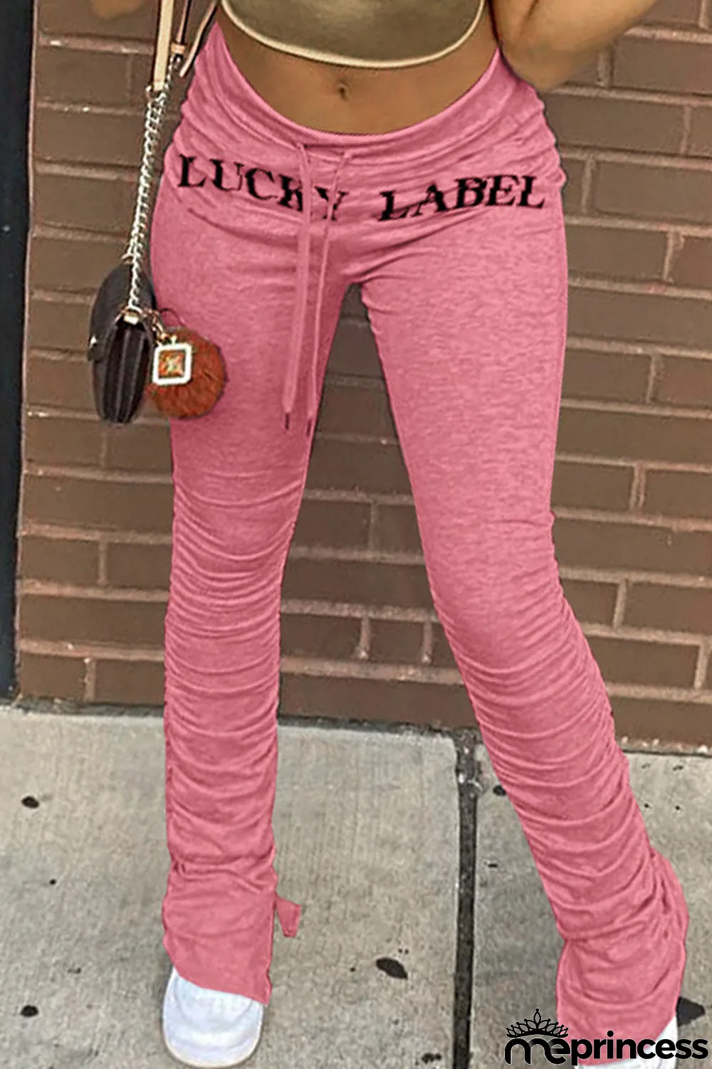 Black Casual Print Fold Boot Cut Bottoms