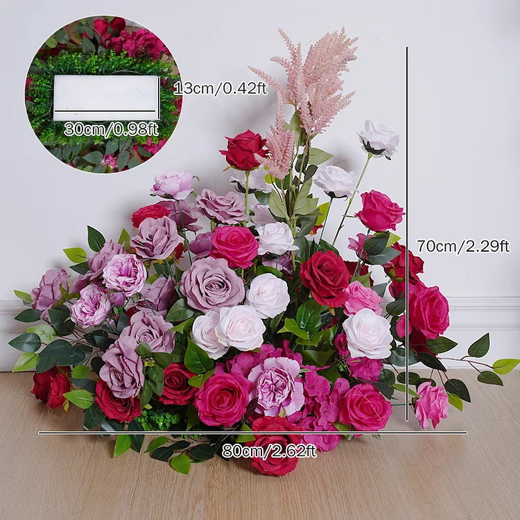 A8805 Wedding backdrop Arch frame decorated hot pink Rose Orchid row