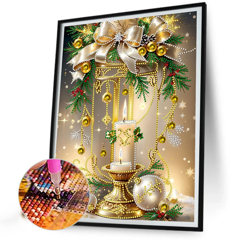 Diamond Painting - Partial Special Shaped Drill - Christmas Candle(Canvas|30*40cm)