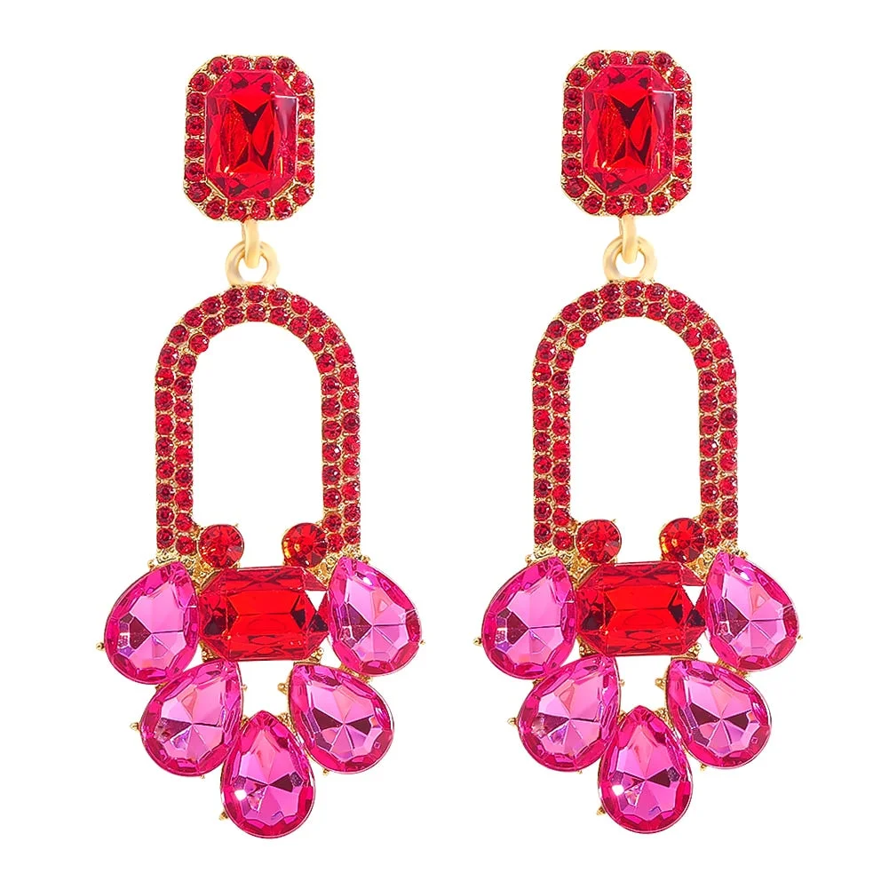 Dvacaman New Arrival Long Colorful Rhinestone Irregular Drop Earrings High Quality Trendy Crystal Pendant Jewelry Gift For Women