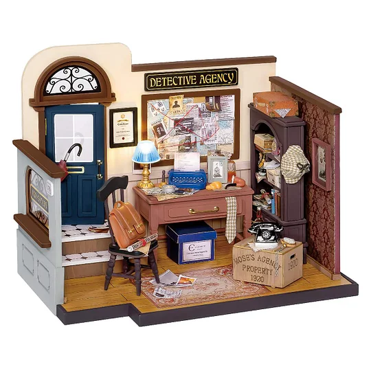 Rolife Mose's Detective Agency DIY Miniature House Kit DG157 | Robotime Canada