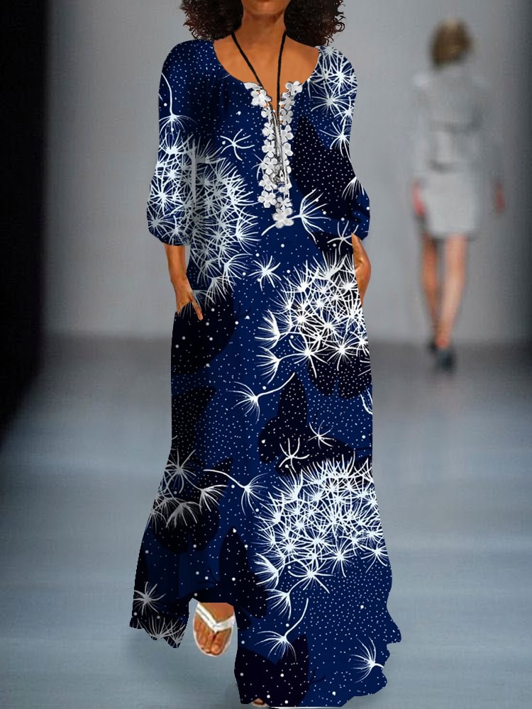 Printed Casual Lace Dress P181402156