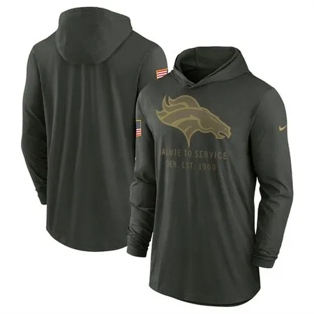 Men's Denver Broncos Forest Green 2025 Salute to Service Sideline Dri-FIT Lightweight Pullover Hoodie