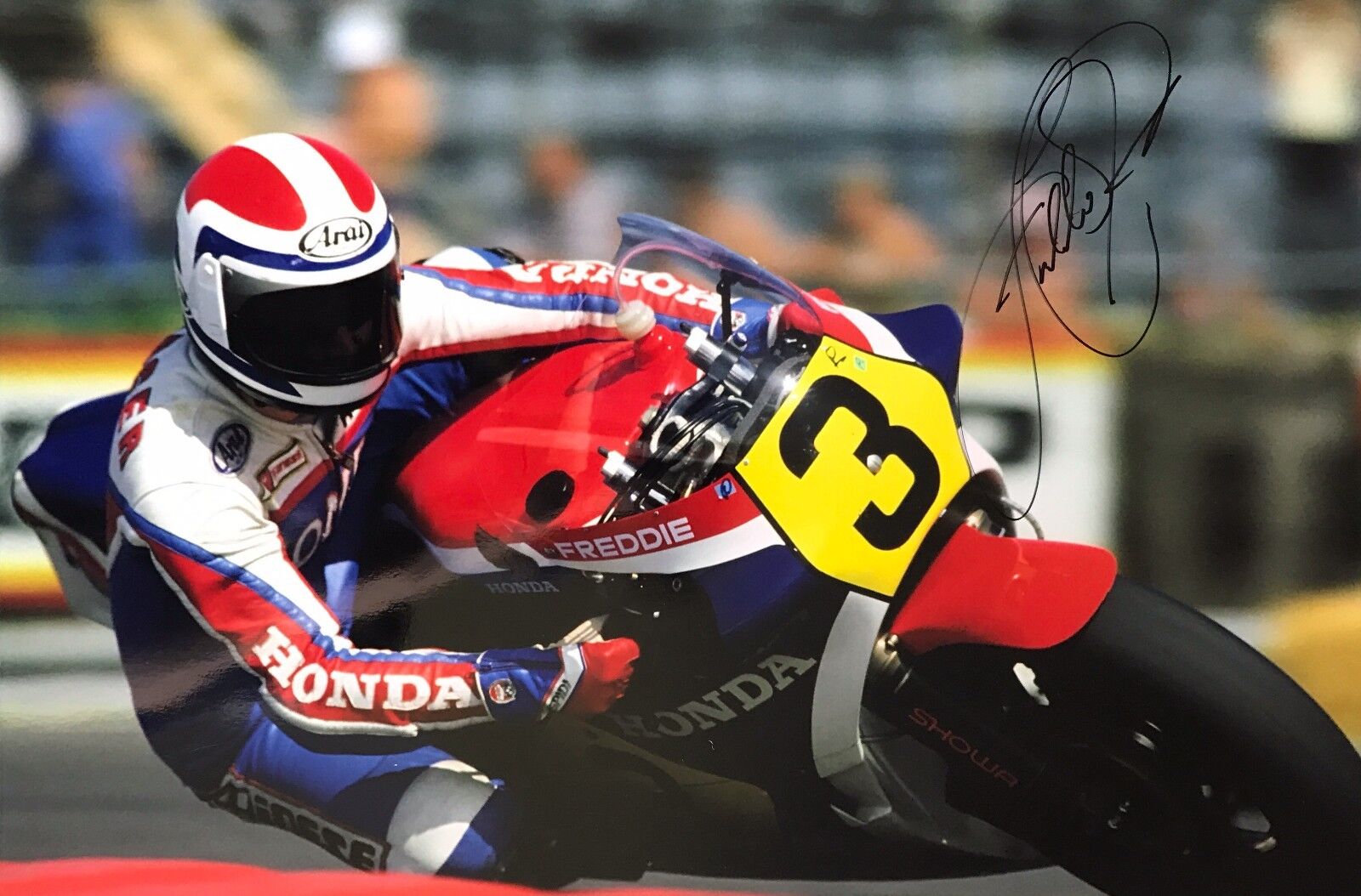 Freddie Spencer Hand Signed Honda 18x12 Photo Poster painting MotoGP 5.
