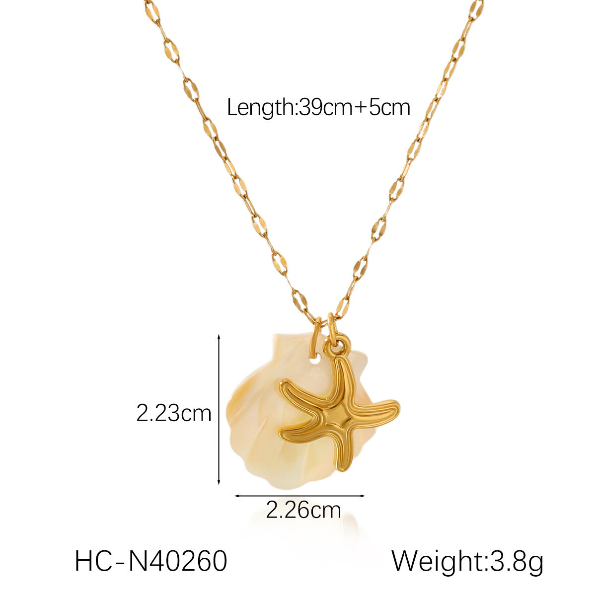 18K Gold Stainless Steel Starfish Seahorse Ocean Style Shell Pendant Necklace Ins Style Niche Design Clavicle Chain