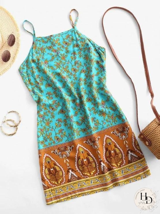 Cami Bohemian Printed Mini Dress for Women