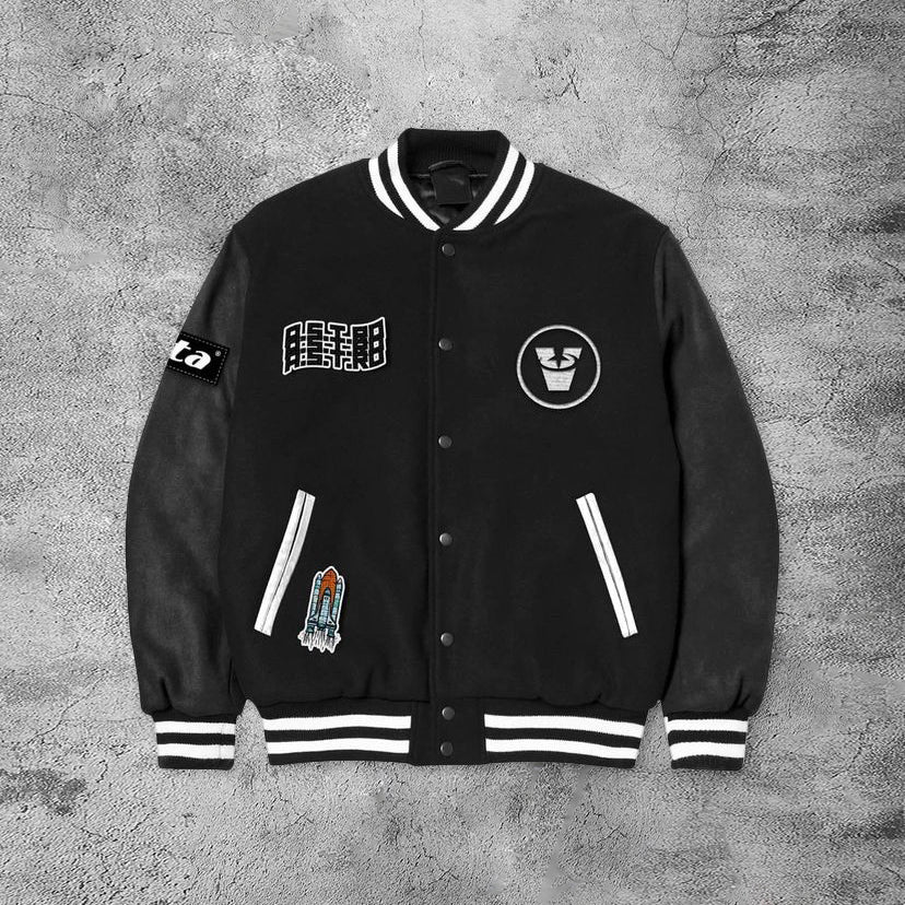 Casual space rocket rugby baseball jacket