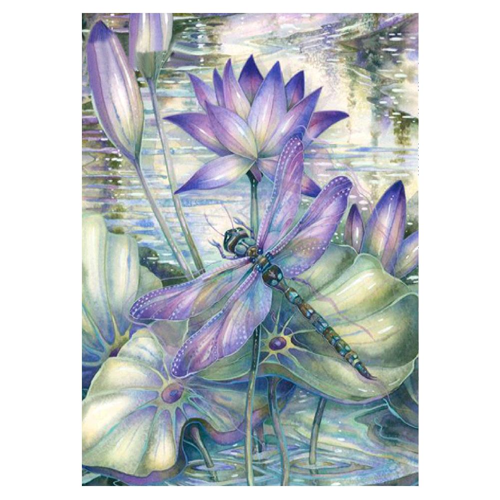 

30*40CM - Dragonfly Lotus Flower - Round Drill Diamond Painting, 501 Original