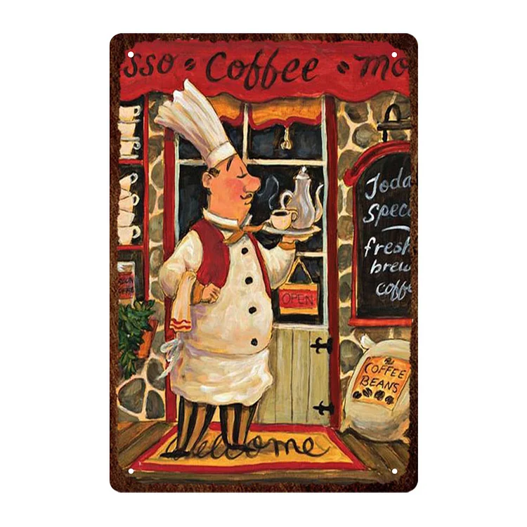 Cartoon Chef - Vintage Tin Signs/Wooden Signs - 7.9x11.8in & 11.8x15.7in