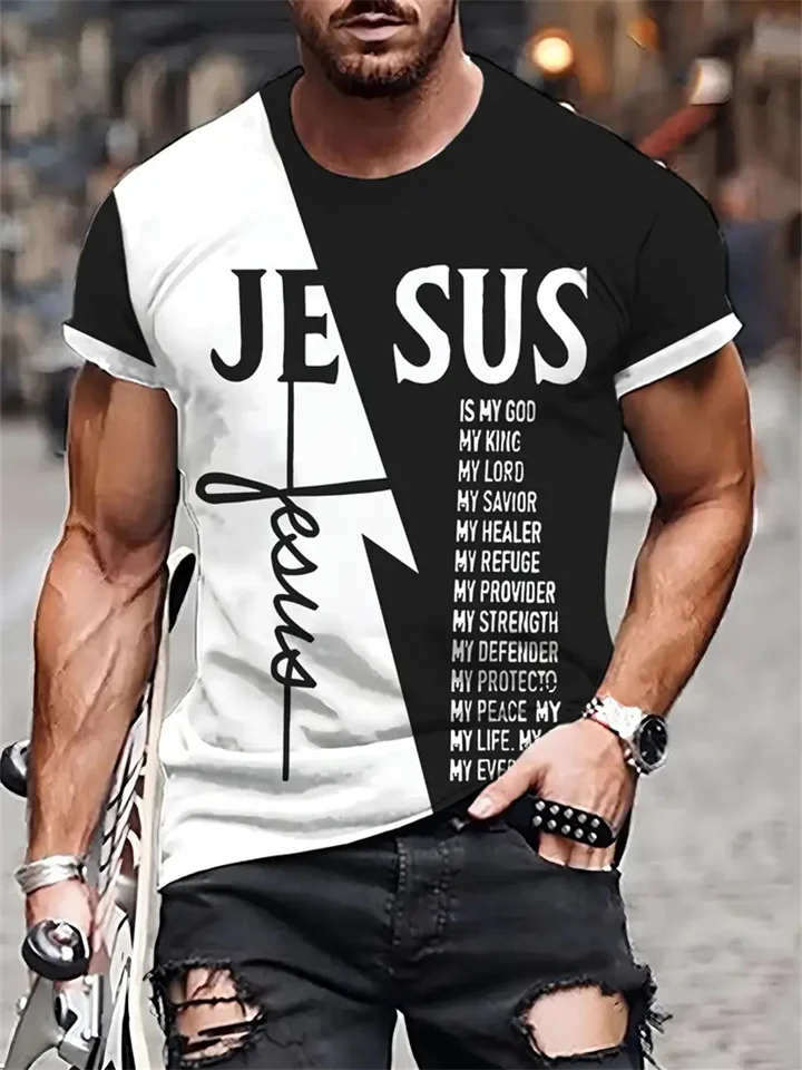 New Men's 3D Printing Round Neck Short Sleeve Casual Monogram T-shirt