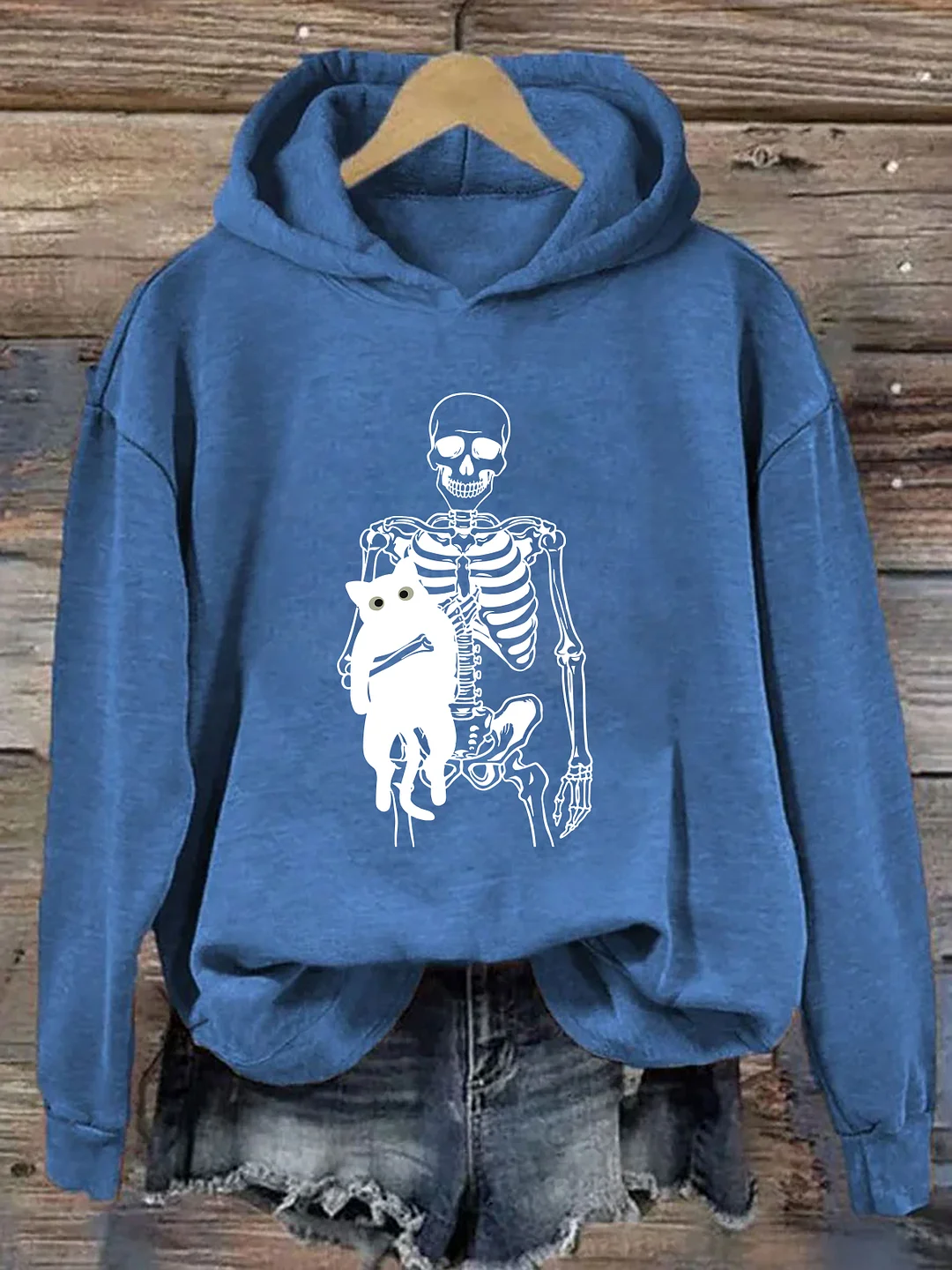 Skeleton And Cat Hoodie
