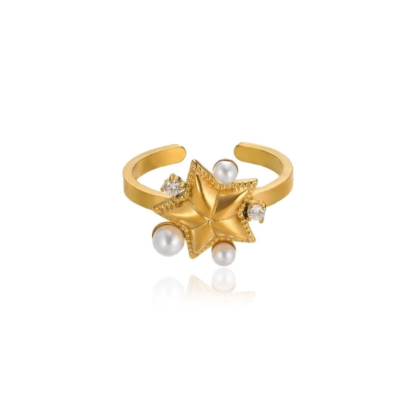 Casual Elegant Minimalist Geometric Heart Shape 304 Stainless Steel Artificial Pearls Plating Open Rings