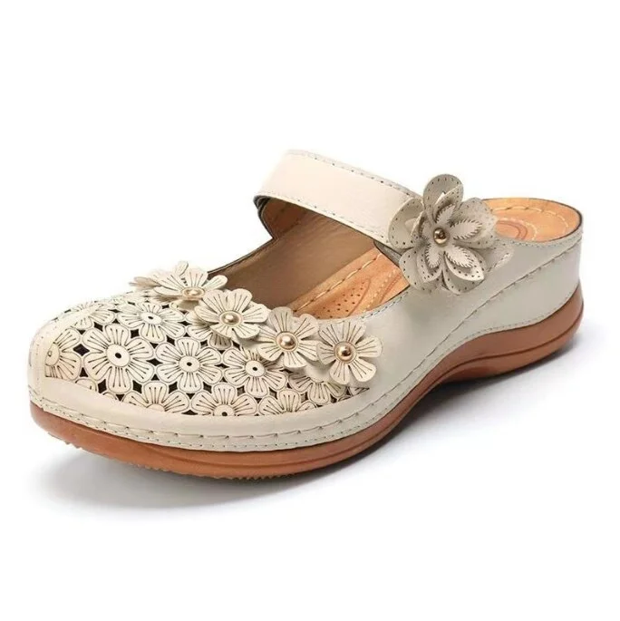 Qengg New Women's Slippers Casual Flower Hollow Wedge Beach Shoes Outdoor Fashion Platform Comfortable Non-slip Sandals Chinelo Macio