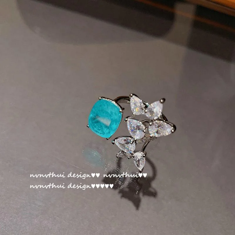 Women chic colored zircon ring