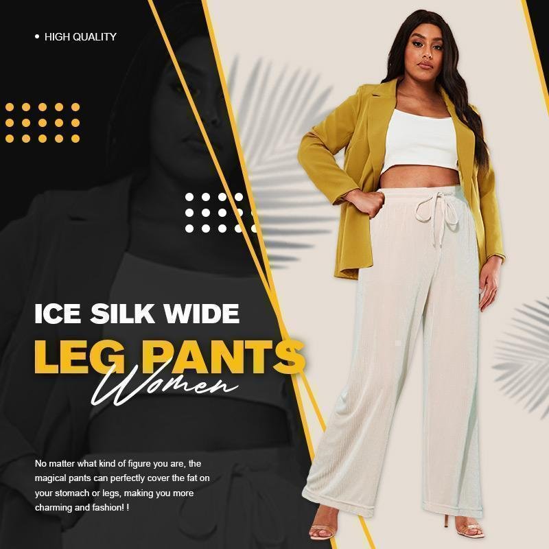 Pantaloni larghi in seta ghiacciata da donna