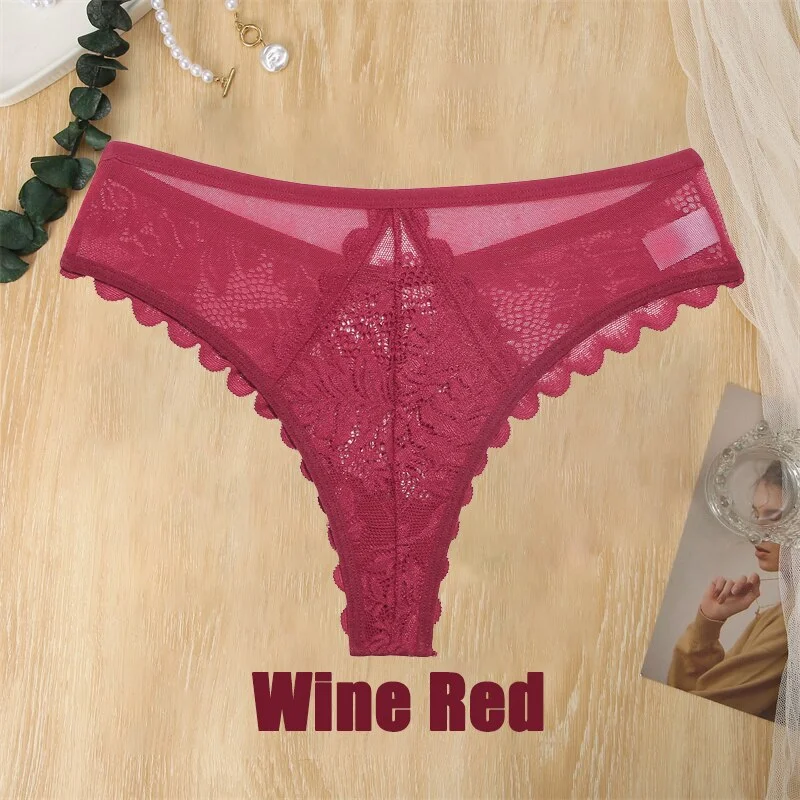 Billionm Sexy Panties for Women Lace Underwear Pespective Thong G-String Female V-Waist Underpant Breathable Soft Intimates Lingerie
