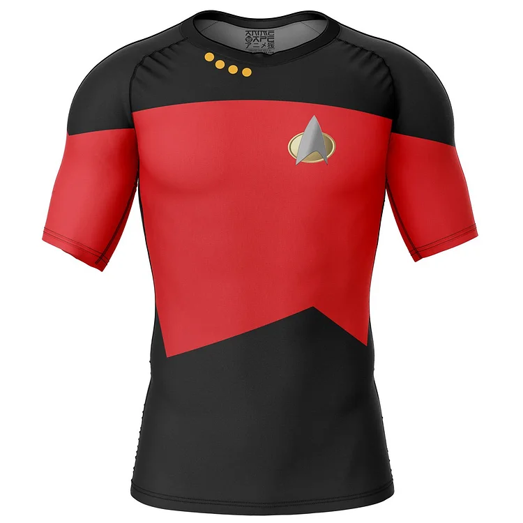 The Next Generation Red Star Trek Short Sleeve Rash Guard Compression Shirt