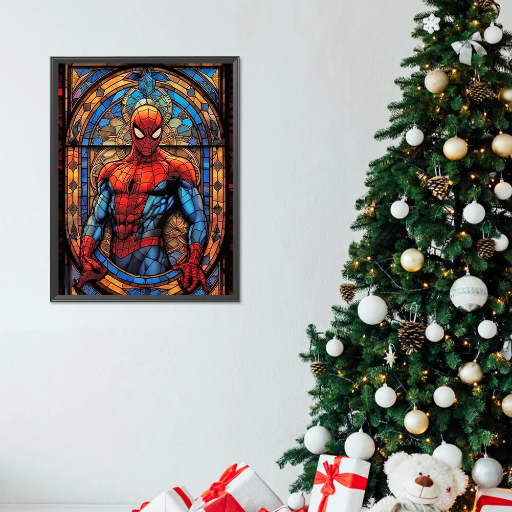 Diamond Painting - Full Round Drill - Stained Glass Spider Man(Canvas|30*40cm)