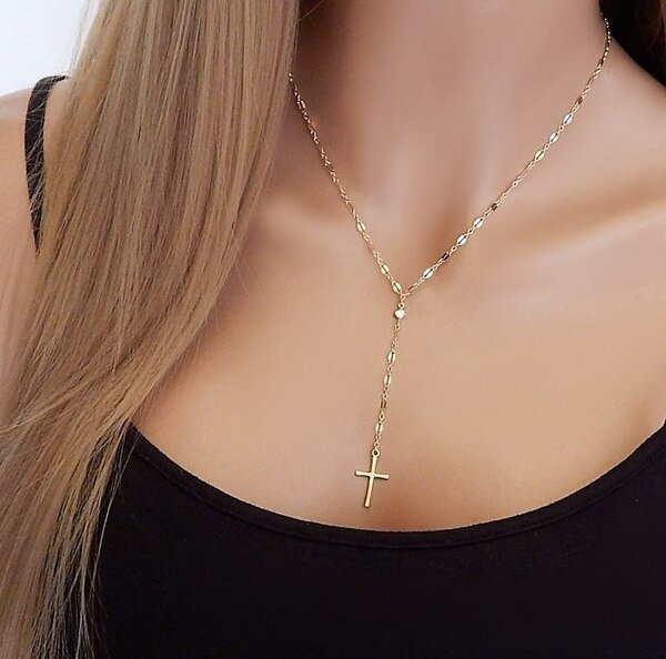 UsmallLifes King Women 2021 Trendy Cross Necklace Simple Solid Color Banquet Pendant US Mall Lifes