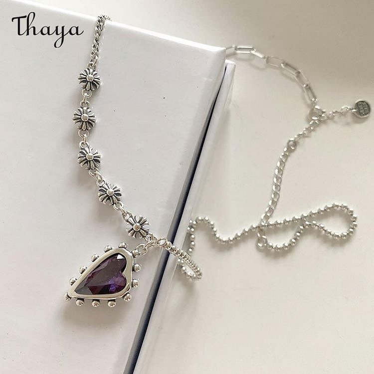 Thaya 925 Silver Purple Heart Necklace