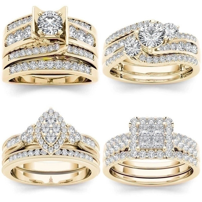 Fashion Flower Alloy Plating Artificial Gemstones Women’S Ring Sets