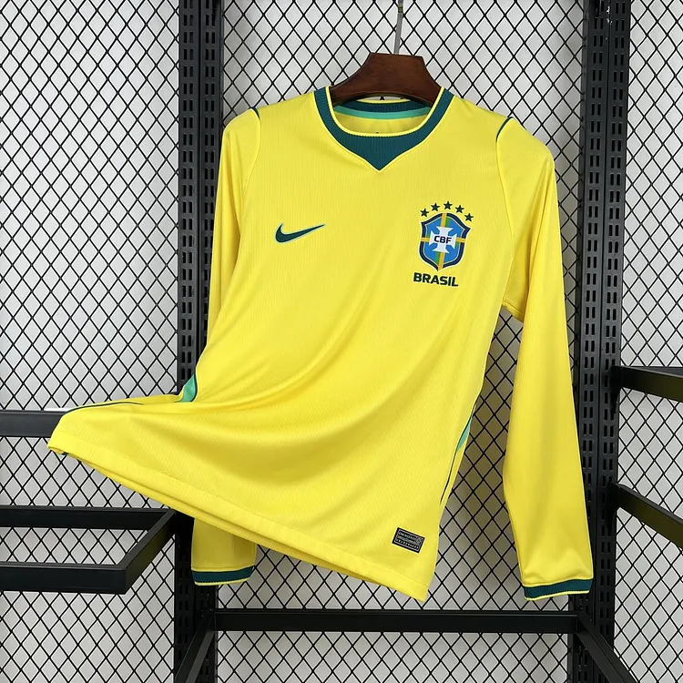 【S~4XL】Brazil 2026 World Cup Home Long Sleeves Jersey 1:1 Thai Quality