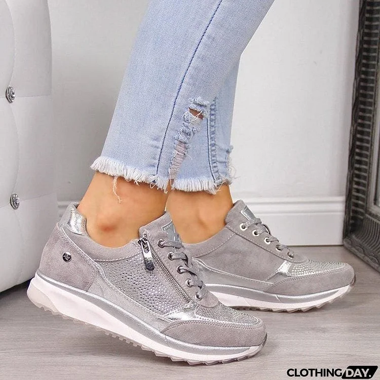 Women's Pretty Rhinestone Decorated Comfy Sneakers