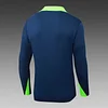 2025 Brazil Half-Pull Training Suit Royal Blue Football Shirt 1:1 Thai Quality Set