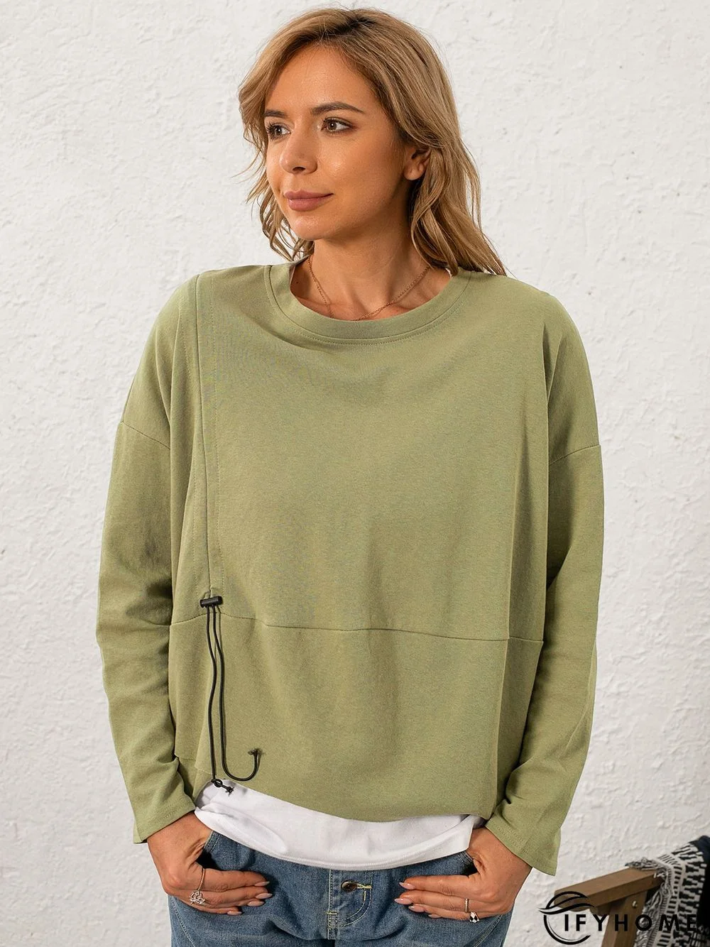 Casual Solid Crew Neck Sweatshirt | IFYHOME