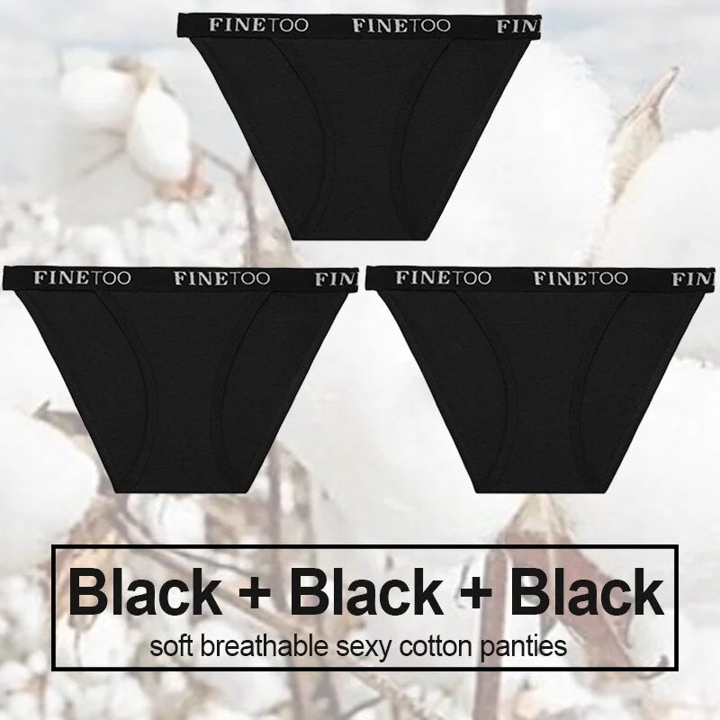 3PCS/Set Cotton Panties Briefs Women Underwear Female Underpants Sexy Lingerie Bikini Pantys Finetoo Brand Girls Femme Panties