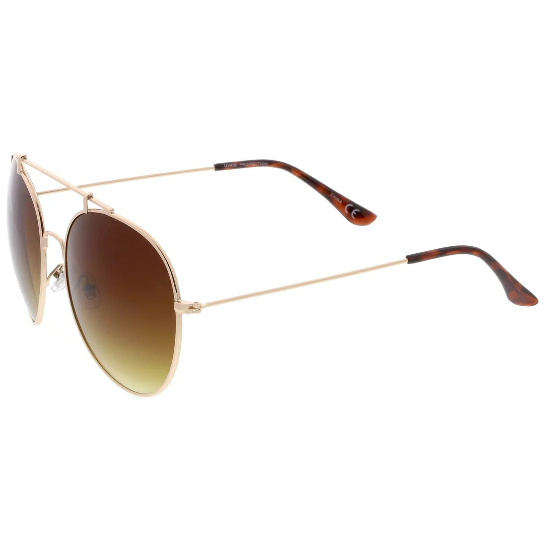 Classic Metal Aviator glasses Crossbar Slim Arms Round Lens 65mm