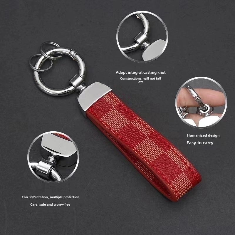 5 Pieces Classic Trendy Old Flower Leather Car Key Chain High Quality Car Key Chain Anti-lost Accessories Pendant Factory Direct Sales